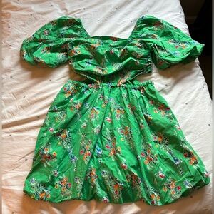 A New Day Green Floral Mini Dress NWOT